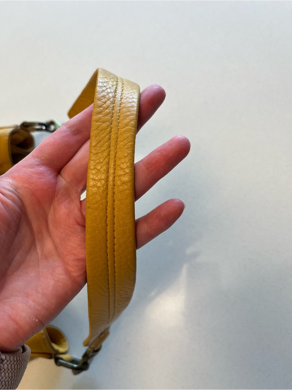Cole Haan Mustard Leather Drawstring Shoulder Bag - Picture 8 of 14